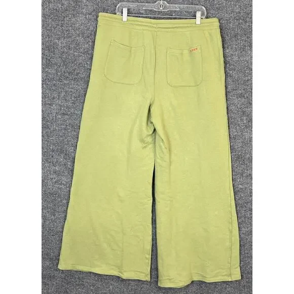Peace Love World Boheme Regular French Terry Monica Wide Leg Pants Sz L Green - Picture 7 of 13
